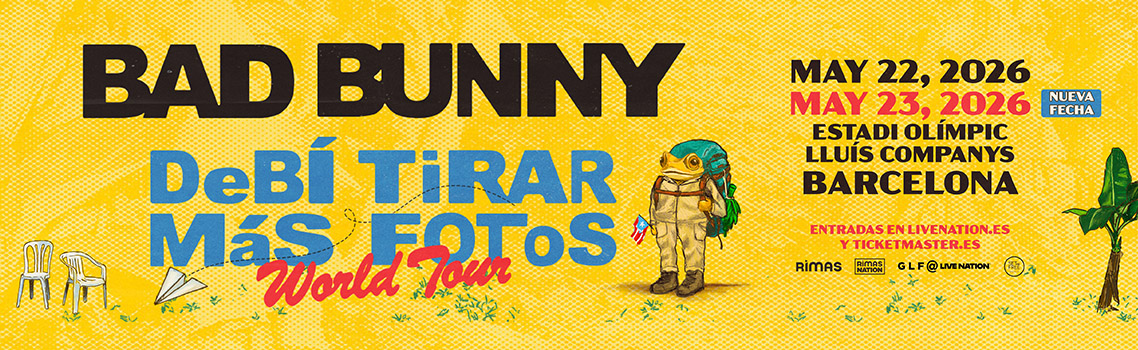 Cartel del concierto de Bad Bunny en Barcelona 2026 en el Estadi Olímpic Lluís Companys