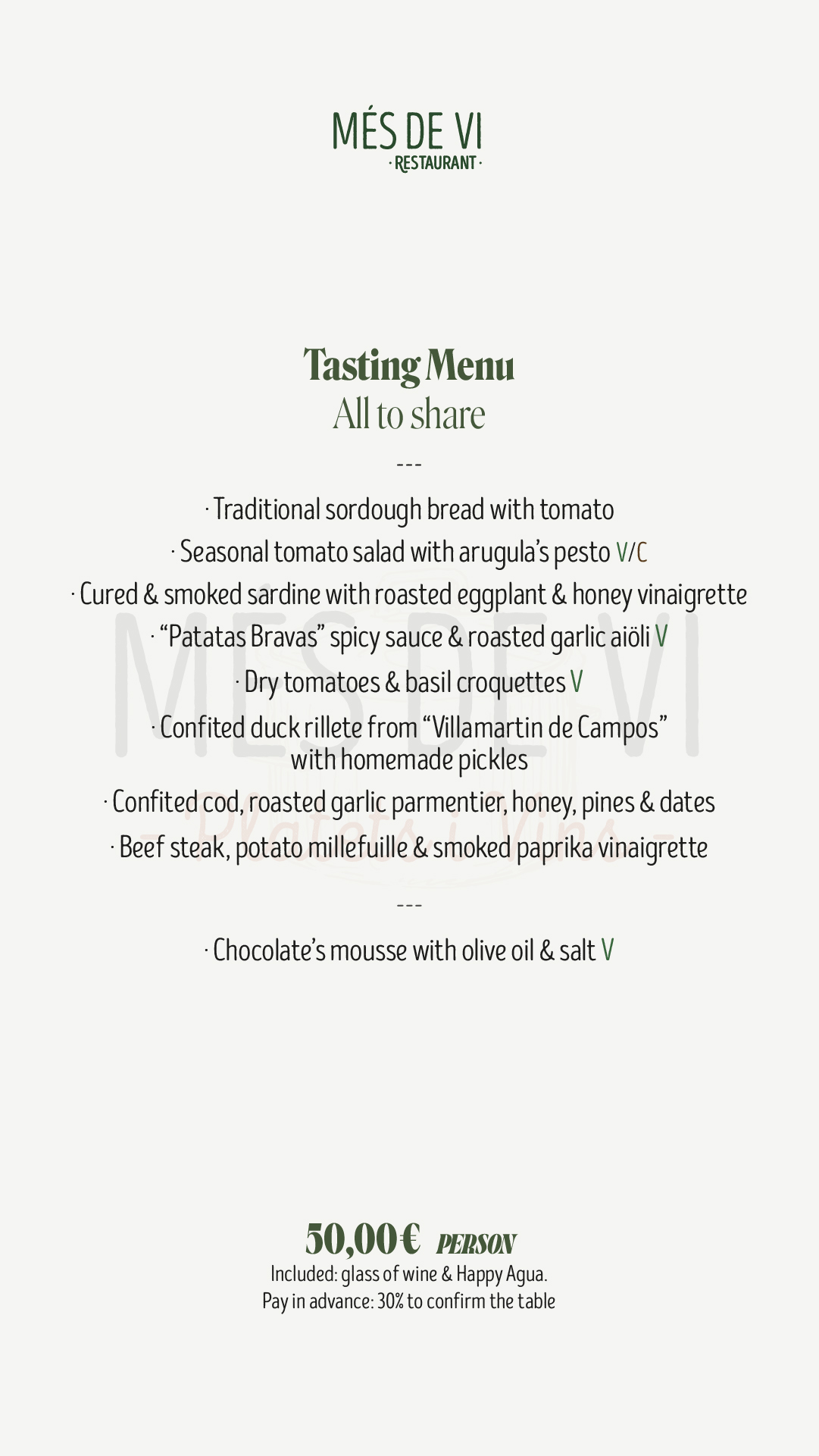 €50 group lunch tasting menu available at Més de Vi, Poblenou