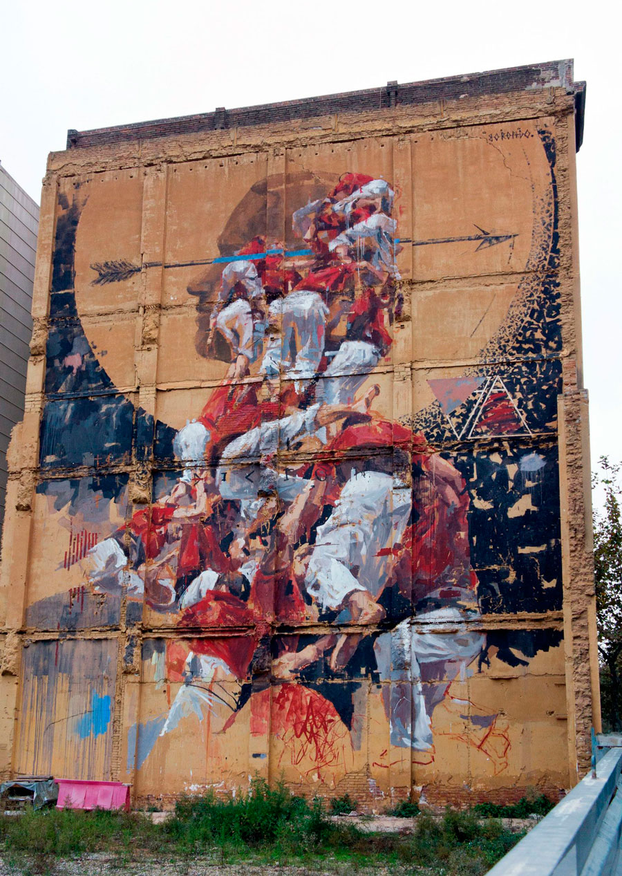 Mural de Borondo, autor l’impactant “Fer Llenya